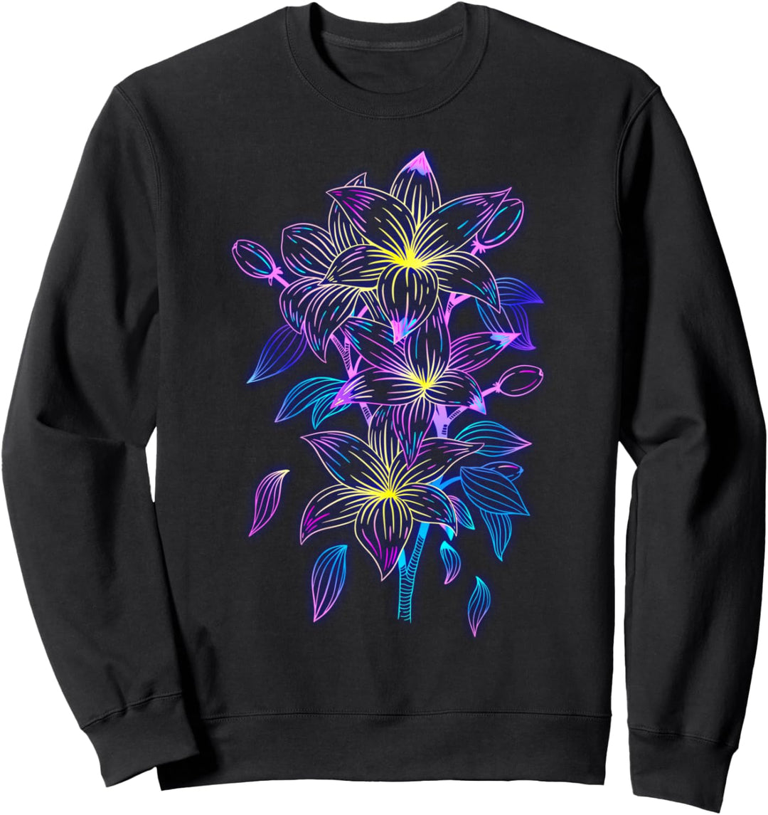 Outrun Vaporwave Ästhetische Lilien Sweatshirt