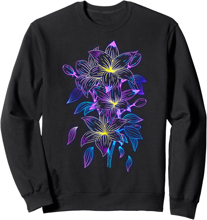 Outrun Vaporwave Ästhetische Lilien Sweatshirt