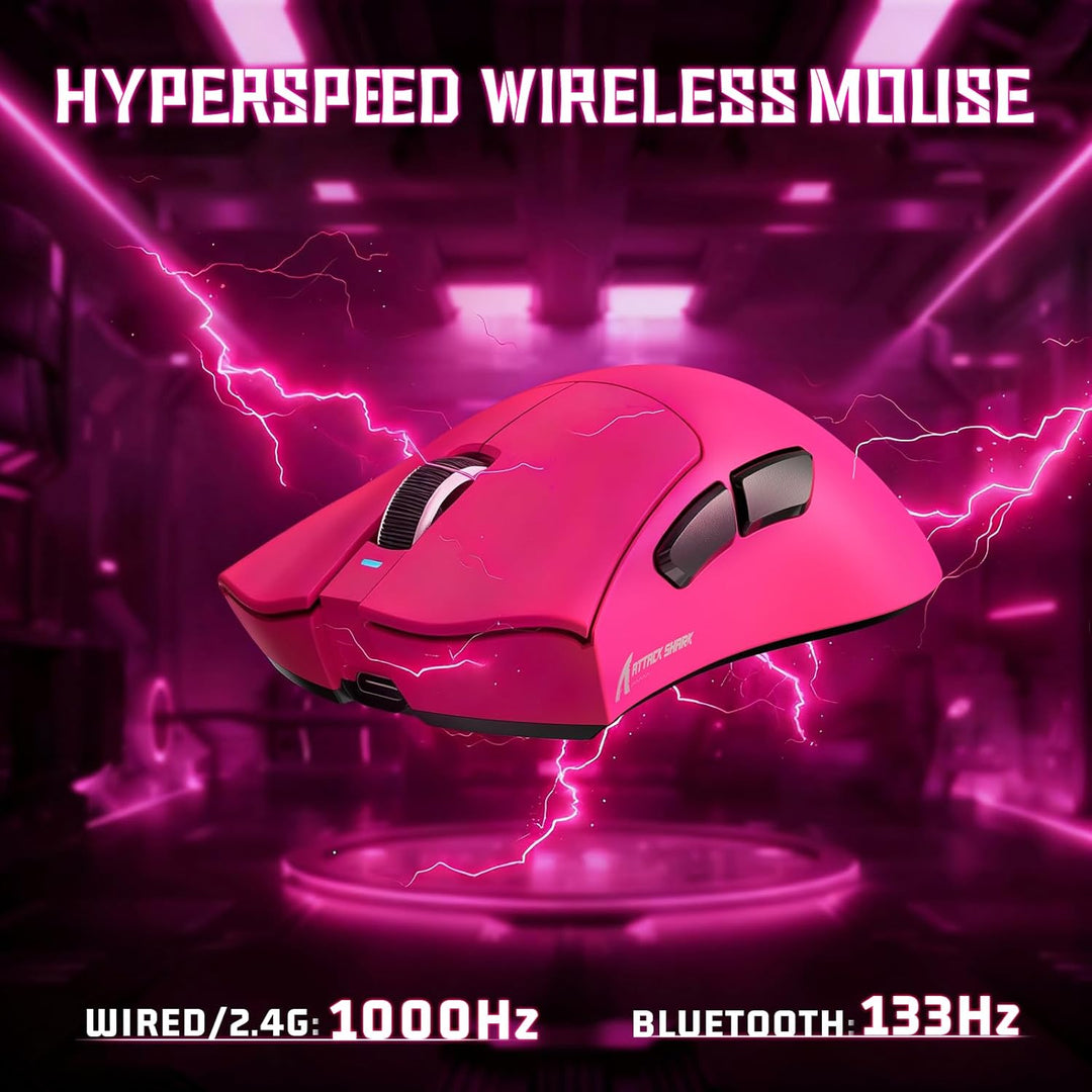 ATTACK SHARK V3 Kabellose Gaming-Maus, 65g Ultraleicht, Optischer Sensor PAW3311, 25K DPI, 1K Pollin