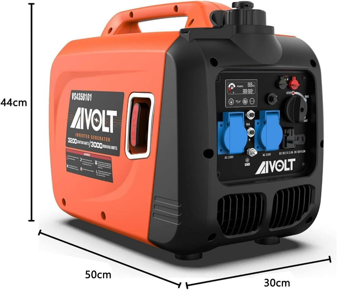 AIVOLT Inverter Stromerzeuger 3200 Watt Stromgenerator Notstromaggregat Benzin leise Stromaggregat f