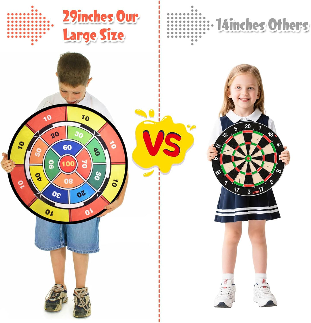 Dartscheibe für Kinder, 29"(73 cm) Doppelseitiges Dartscheiben Gartenspiel, Stehendes & Hängendes Wu