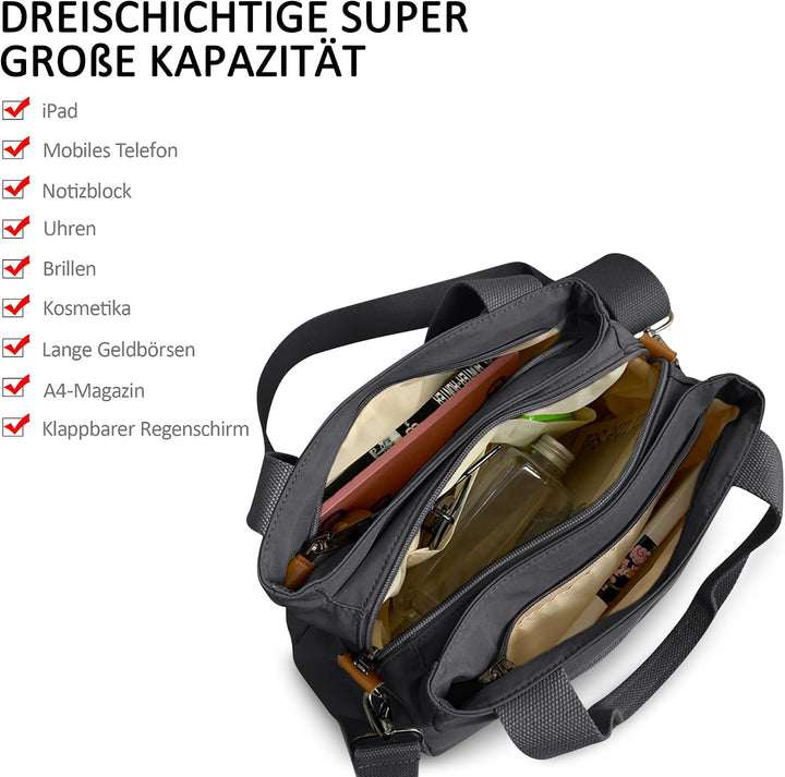 DORRISO Mode Umhängetasche Damen Canvas Handtasche Reise Schultertasche Casual Multifunktionale Umhä