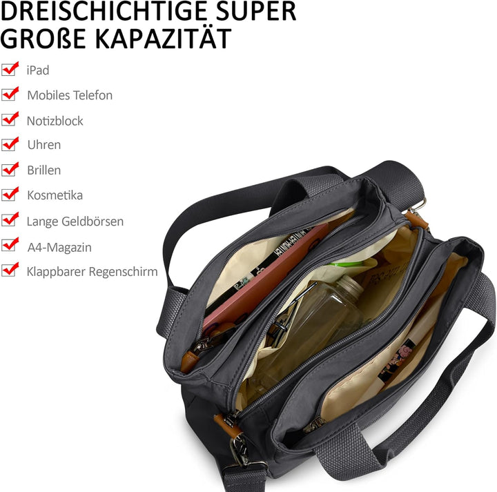 DORRISO Damen Umhängetasche Canvas Handtasche Schultertasche Casual Umhängetaschen Gross Kapazität S