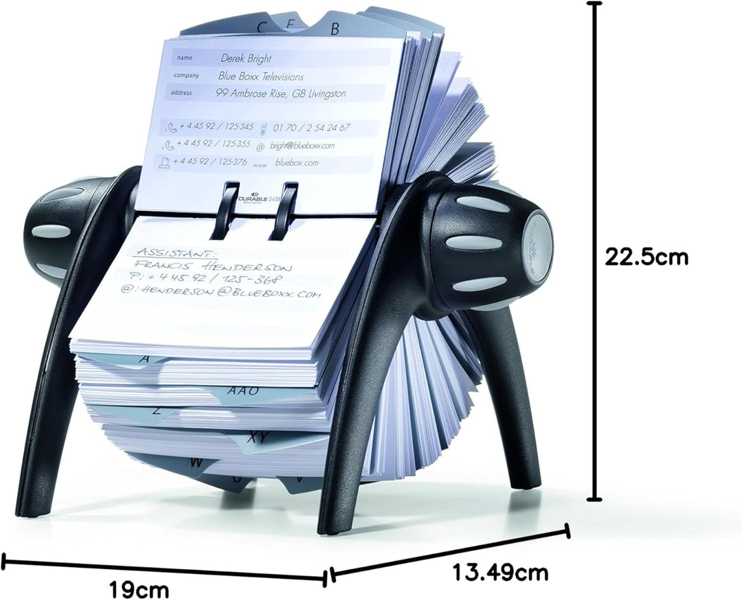 Durable Rollkartei Telindex Flip Vegas, mit 500 Karteikarten für Adressen, Register A-Z, schwarz, 24