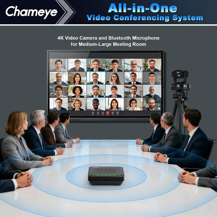 Chameye 4K 10x AI PTZ Konferenzkamera Set mit Bluetooth Konferenzmikrofon, 4K PTZ Kamera mit KI-Auto