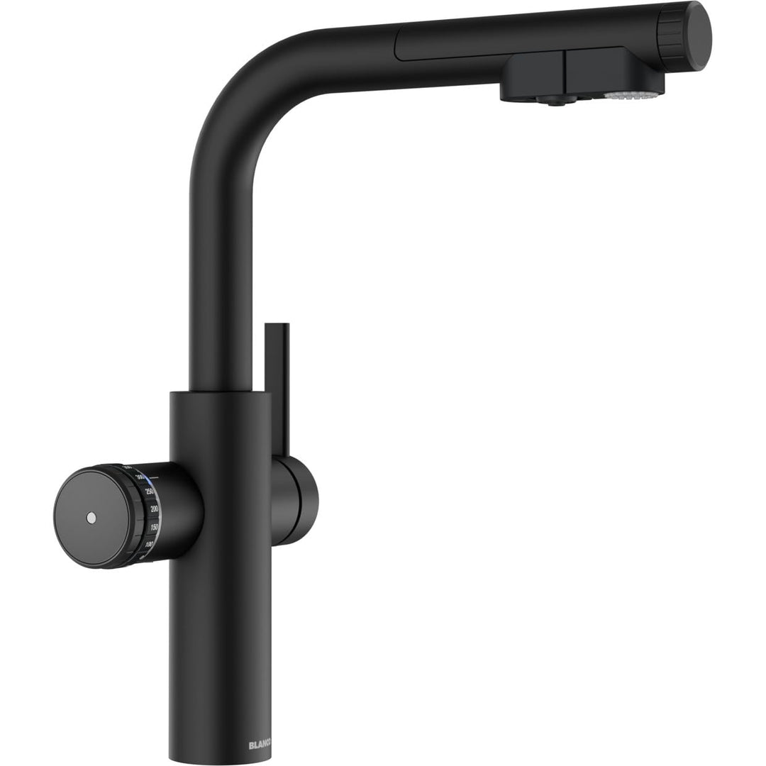 BLANCO CHOICE Icona-L | all-in-one Küchenarmatur aus Edelstahl schwarz matt | [16x28,2x45,1cm] | exk