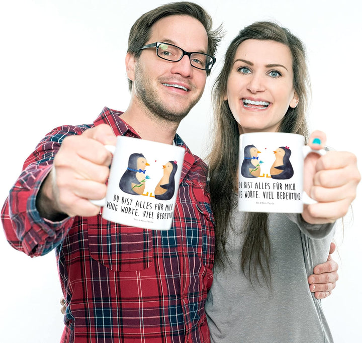 Mr. & Mrs. Panda Pott Pinguin Pärchen - Geschenk, Hochzeit, Plastikbecher, Kunststoffbecher, Kindert