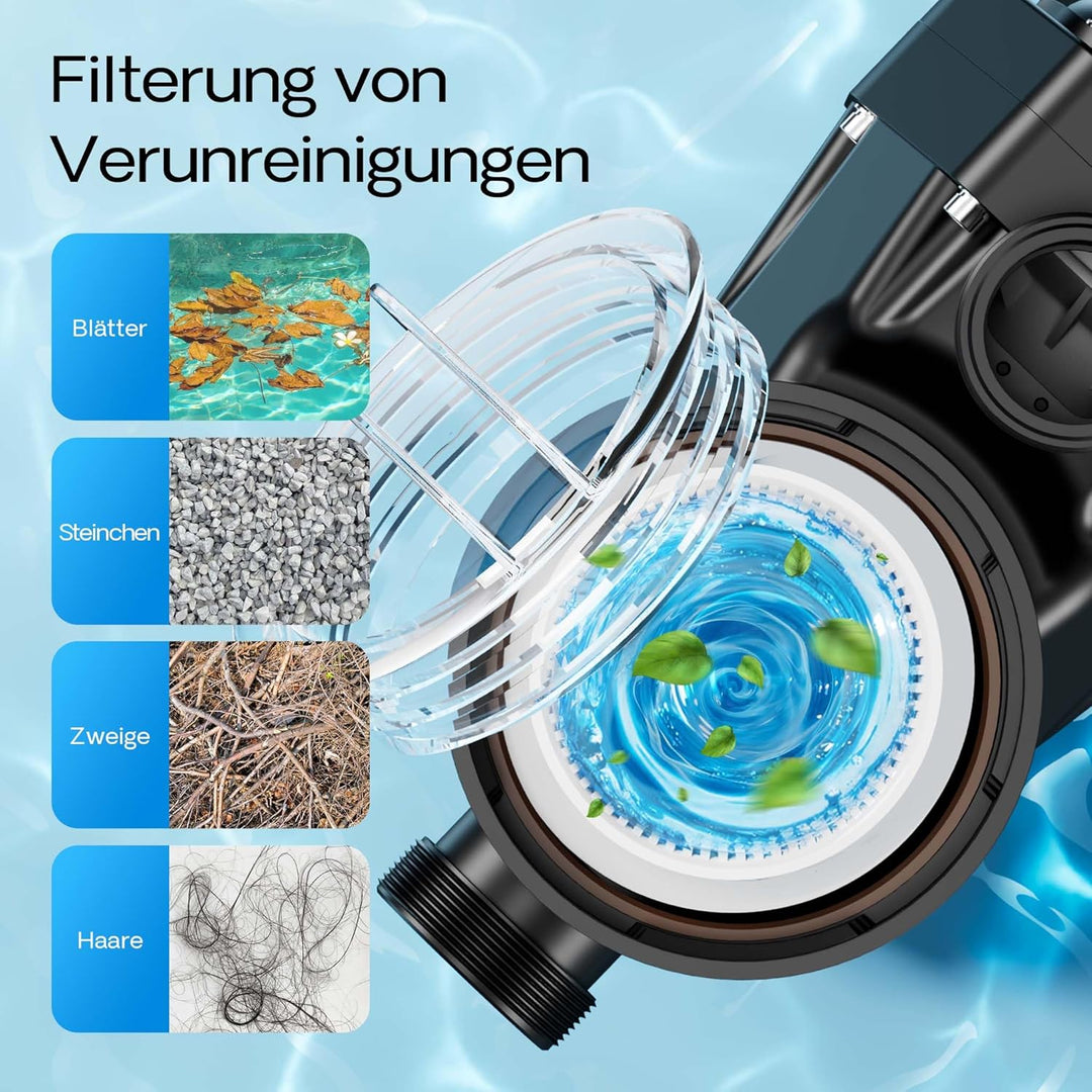 XPOtool Poolpumpe mit variabler Drehzahl 750W Schwimmbadpumpe 21000l/h Umwälzpumpe 17m Förderhöhe