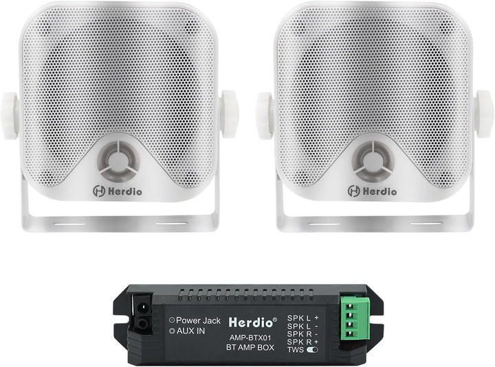 Herdio 100W 10,2 cm kompakter Wasserdichter Marine Stereo Box Lautsprecher für Boot ATV UTV Powerspo