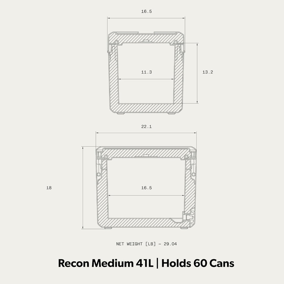 Dometic Recon Kühlbox Mittel - Stapelbare Passive Kühlbox 41L - Leichte und Robuste Thermobox - Wass
