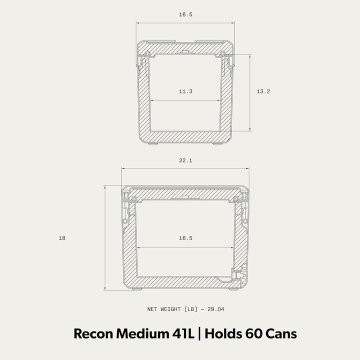 Dometic Recon Kühlbox Mittel - Stapelbare Passive Kühlbox 41L - Leichte und Robuste Thermobox - Wass