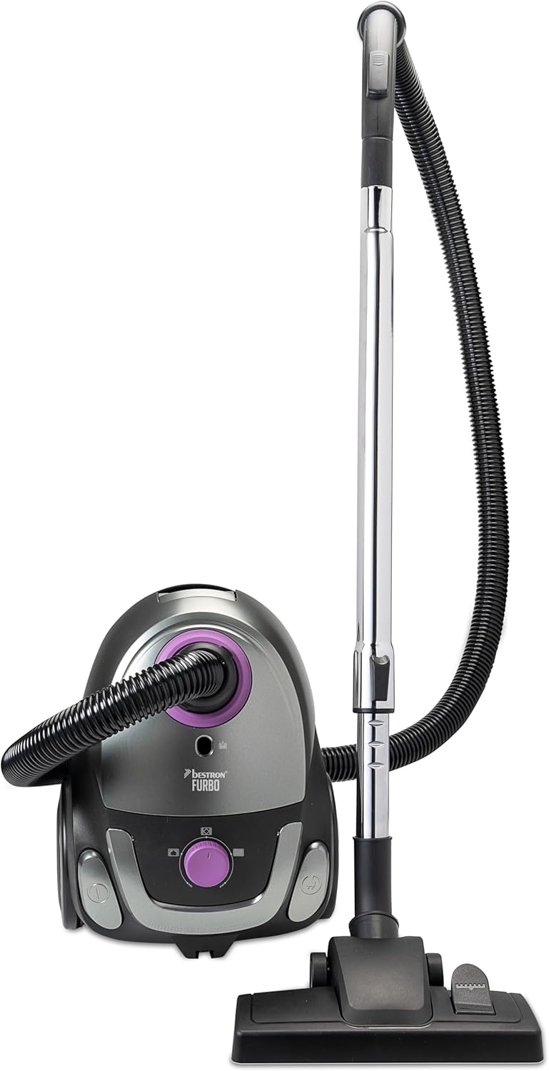 Bestron Staubsauger mit Beutel, Bodenstaubsauger inkl. 3 Staubsaugerbeutel, 94cm Teleskopstange & um