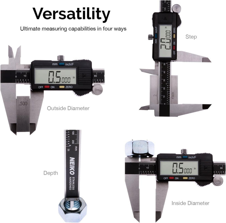 Neiko® 01407 A ELECTRONIC DIGITAL Messschieber mit extra grossen LCD-Bildschirm | 0–15,2 cm | Zoll/B
