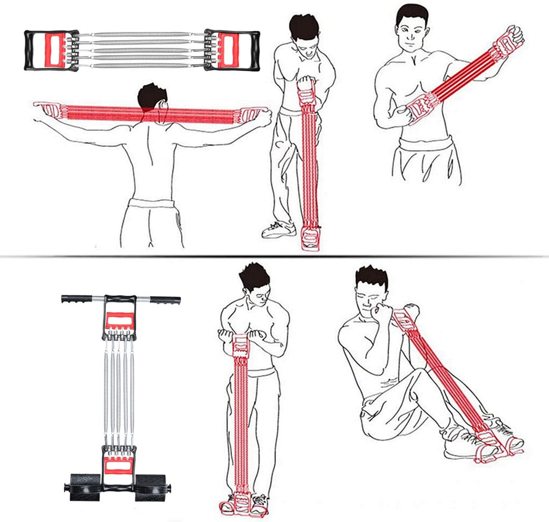COVVY 3 in 1 Multifunktionale Sportgerät Bauchtrimmer + Handgreifer + Expander mit 5 Federn für Brus
