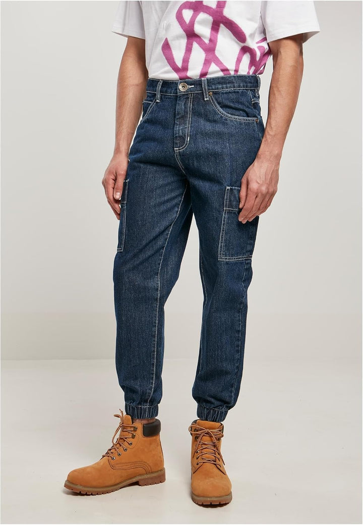 Southpole Herren Denim with Cargo Pockets, stylische Herrenjeans aus Baumwolle mit Cargo-Taschen im