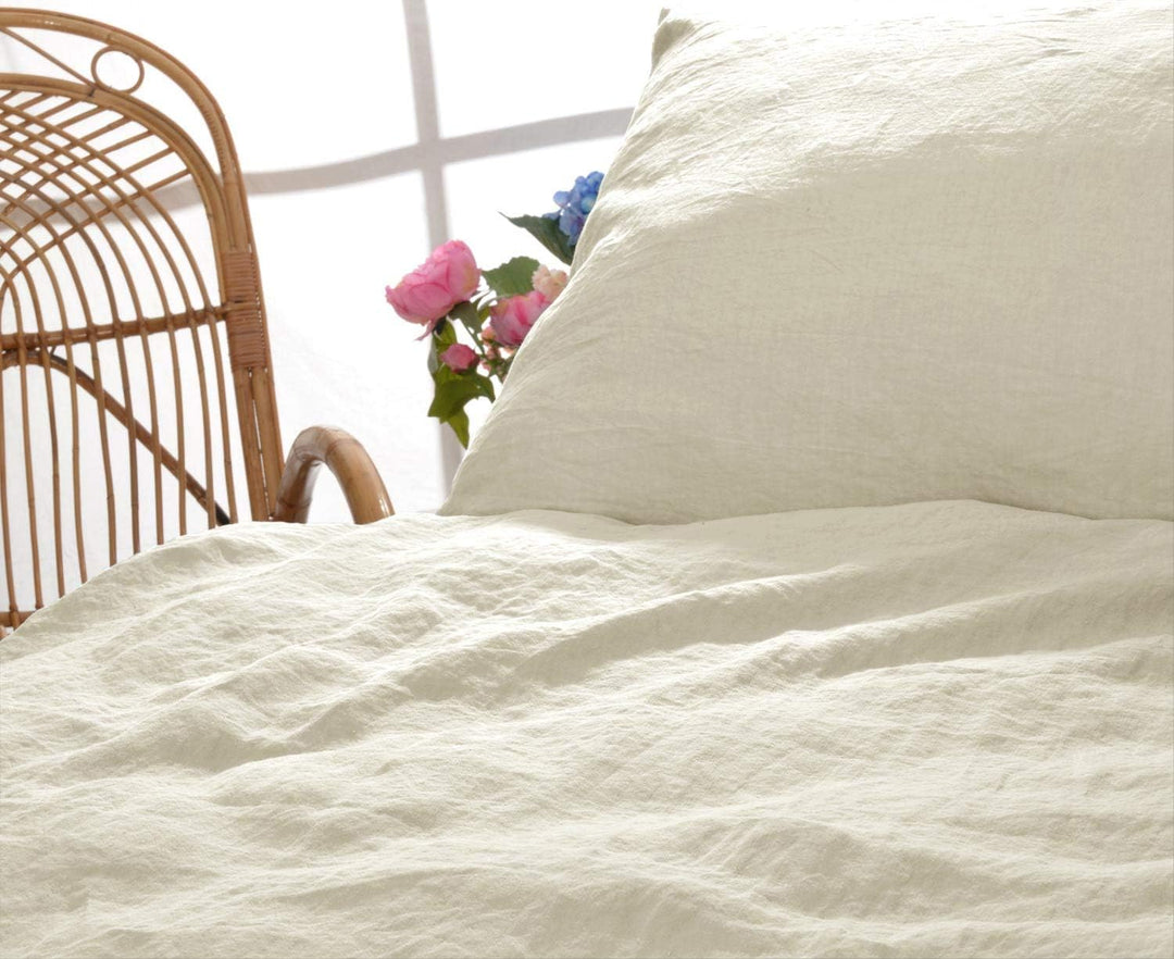 Wohnen &amp; Accessoires GmbH &amp; Co. KG Leinen-Bettwäsche Set Sintra 155x220cm + 80x80cm Creme 2tlg. 155x