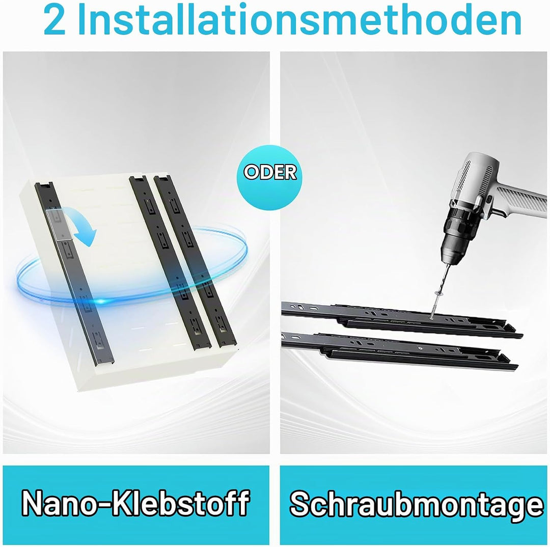 Mointal 2 Stück Ausziehbare Schublade Küche, Teleskopschublade, Verstellbare Breite 32–53cm, Metall