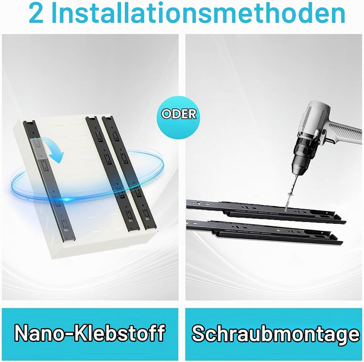 Mointal 2 Stück Ausziehbare Schublade Küche, Teleskopschublade, Verstellbare Breite 32–53cm, Metall