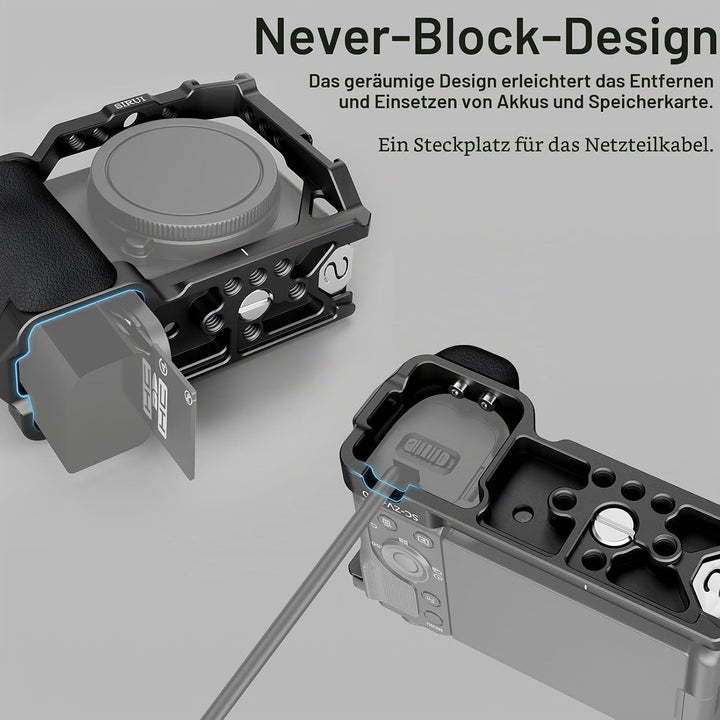 SIRUI ZV-E10 Käfig mit Silikongriff, Kamerakäfig für Sony ZV-E10 mit eingebauter Schnellwechselplatt