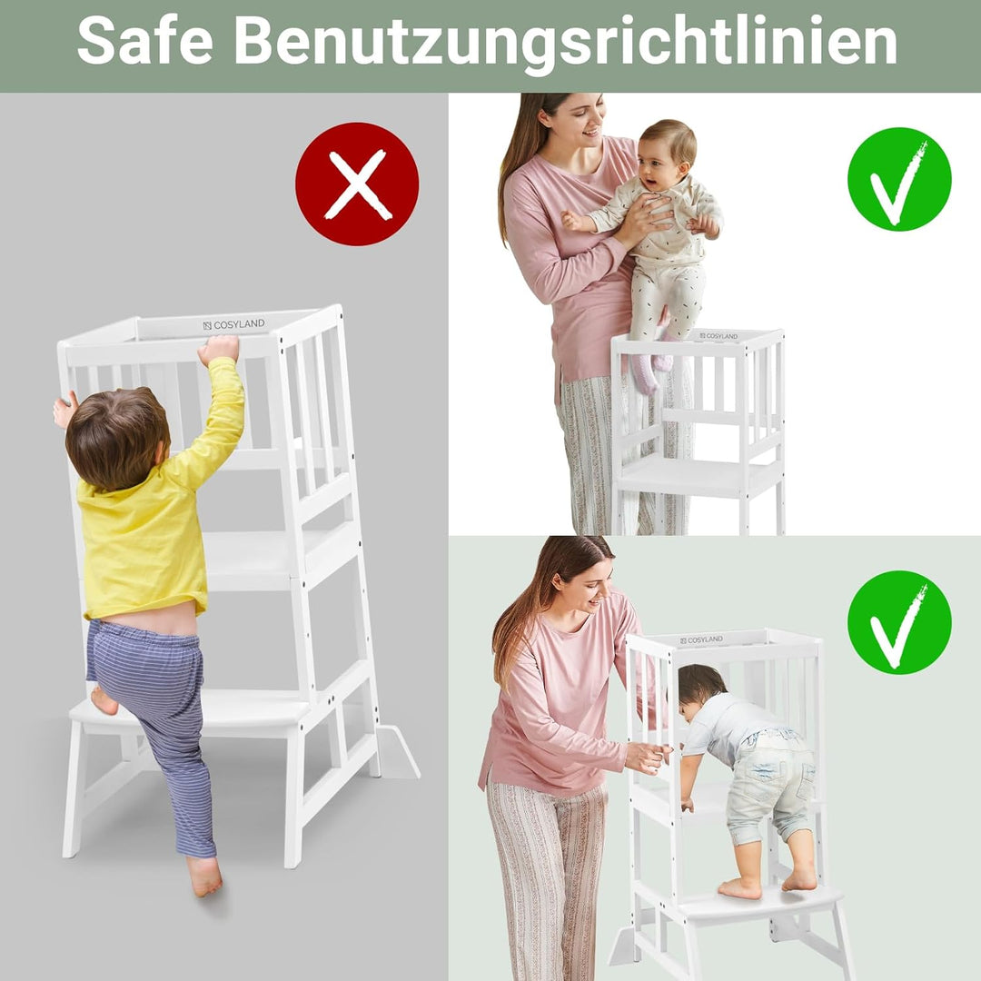 COSYLAND Montessori Lernturm ab 1 Jahr – Höhenverstellbarer Kinder Lernturm & Learning Tower für Küc