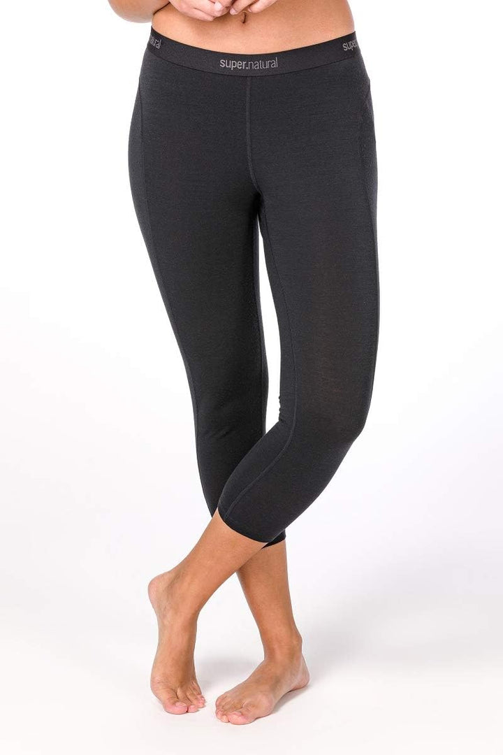 super.natural Damen Funktions-Unterhose, 3/4 Länge, Mit Merinowolle, W BASE 3/4 TIGHT 175 Schwarz (J