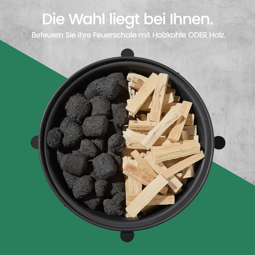 VonHaus Feuerstelle – 2-in-1 Feuerschale mit BBQ-Grill für Garten, Terrasse und Outdoor, aus schwarz