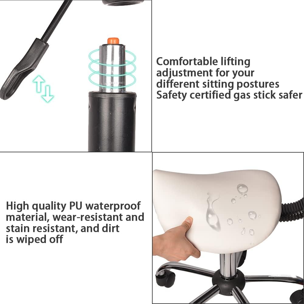 Mingone Sattelhocker Ergonomischer Arbeitshocker 360° Drehbarer Hocker Höhenverstellbarer Bürohocker