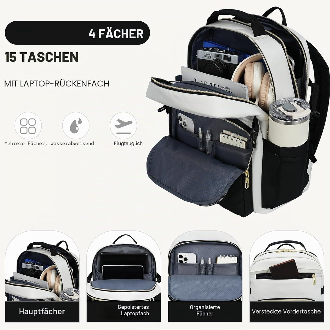 VANKEAN Laptop-Rucksack für Damen und Herren, 17,3 Zoll (43,9 cm), Modischer Rucksack, Wasserdichter