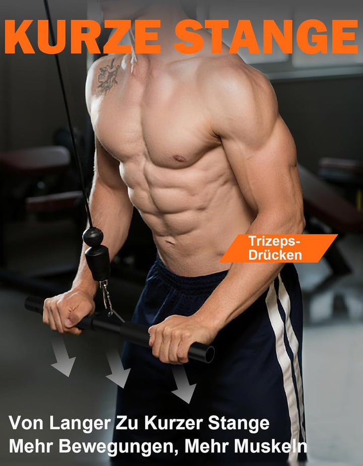 Fitarc Latzugstange 102 cm, durchgehender rutschfester Griff, Lat Pulldown Stange für Kabelzugmaschi