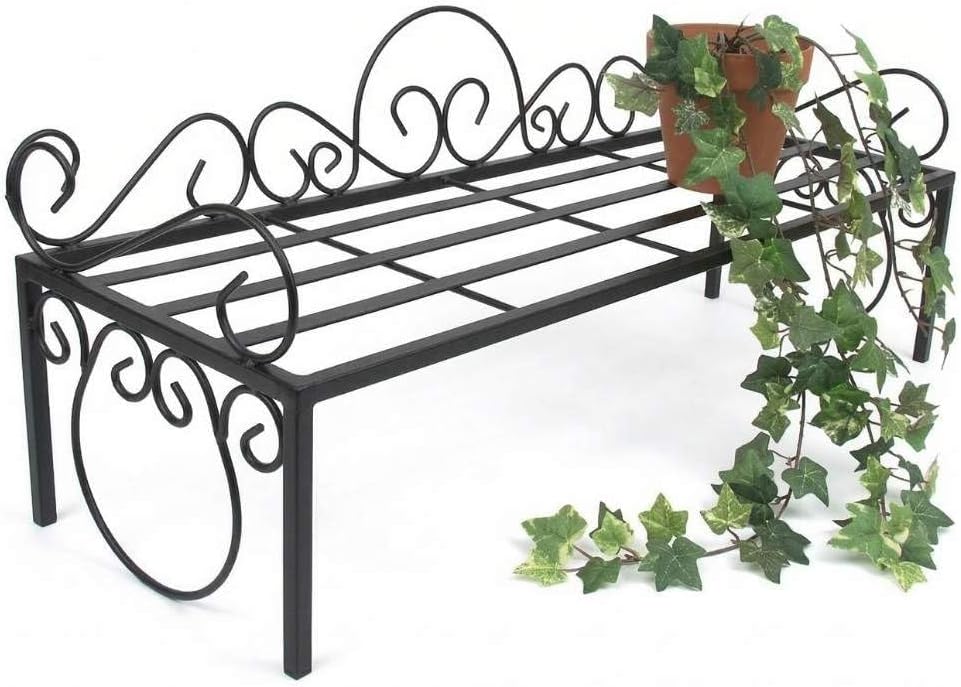 DanDiBo Blumenregal Metall Schwarz 75 cm Blumenständer Mi Blumenbank Blumentreppe Pflanzentreppe Blu