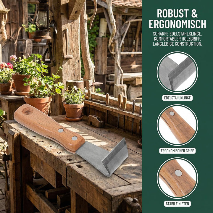 Toyvian Rindenschäler mit Holzgriff Manuelles Entrindungswerkzeug für Gartenbäume Rostfrei Langlebig