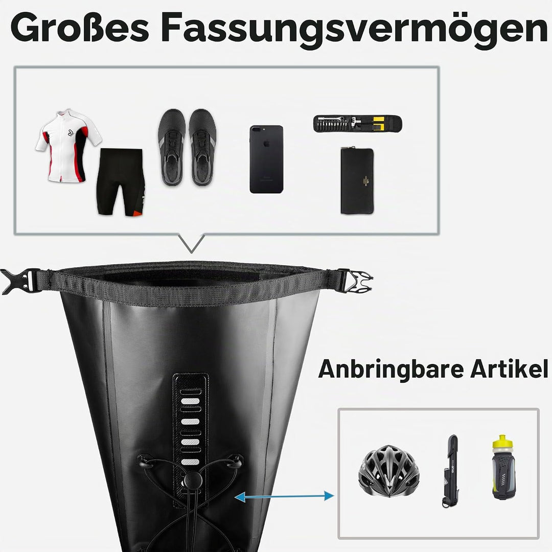 wasserdichte Fahrrad-Satteltasche - 13L Rollverschluss Fahrradsatteltasche Unter Sattel Aufbewahrung