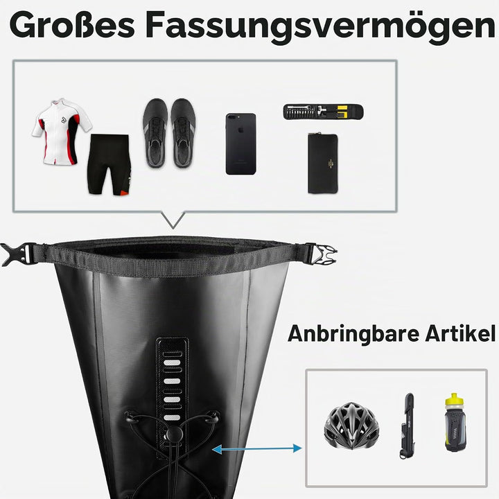 wasserdichte Fahrrad-Satteltasche - 13L Rollverschluss Fahrradsatteltasche Unter Sattel Aufbewahrung