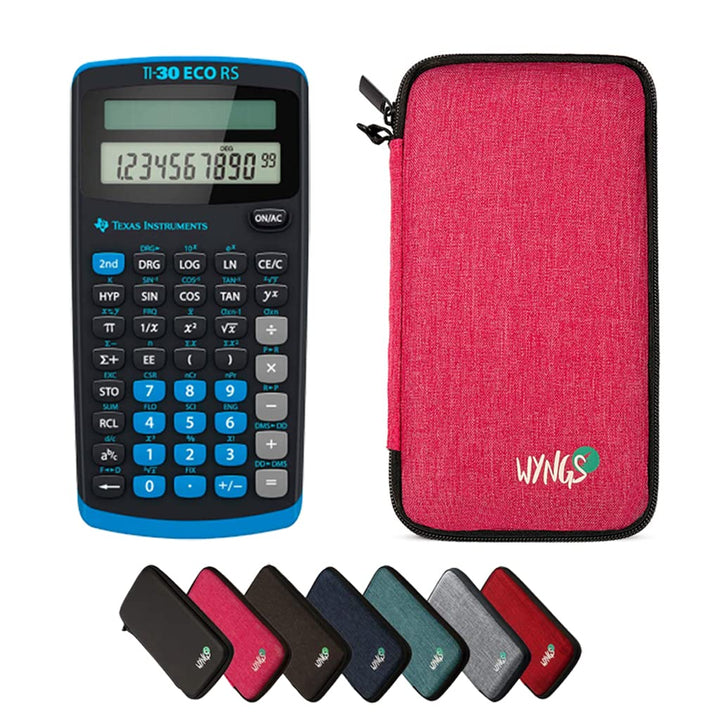TI-30 ECO RS inkl. WYNGS Schutztasche Pink - Wissenschaftlicher Taschenrechner - Basic Set, Pink