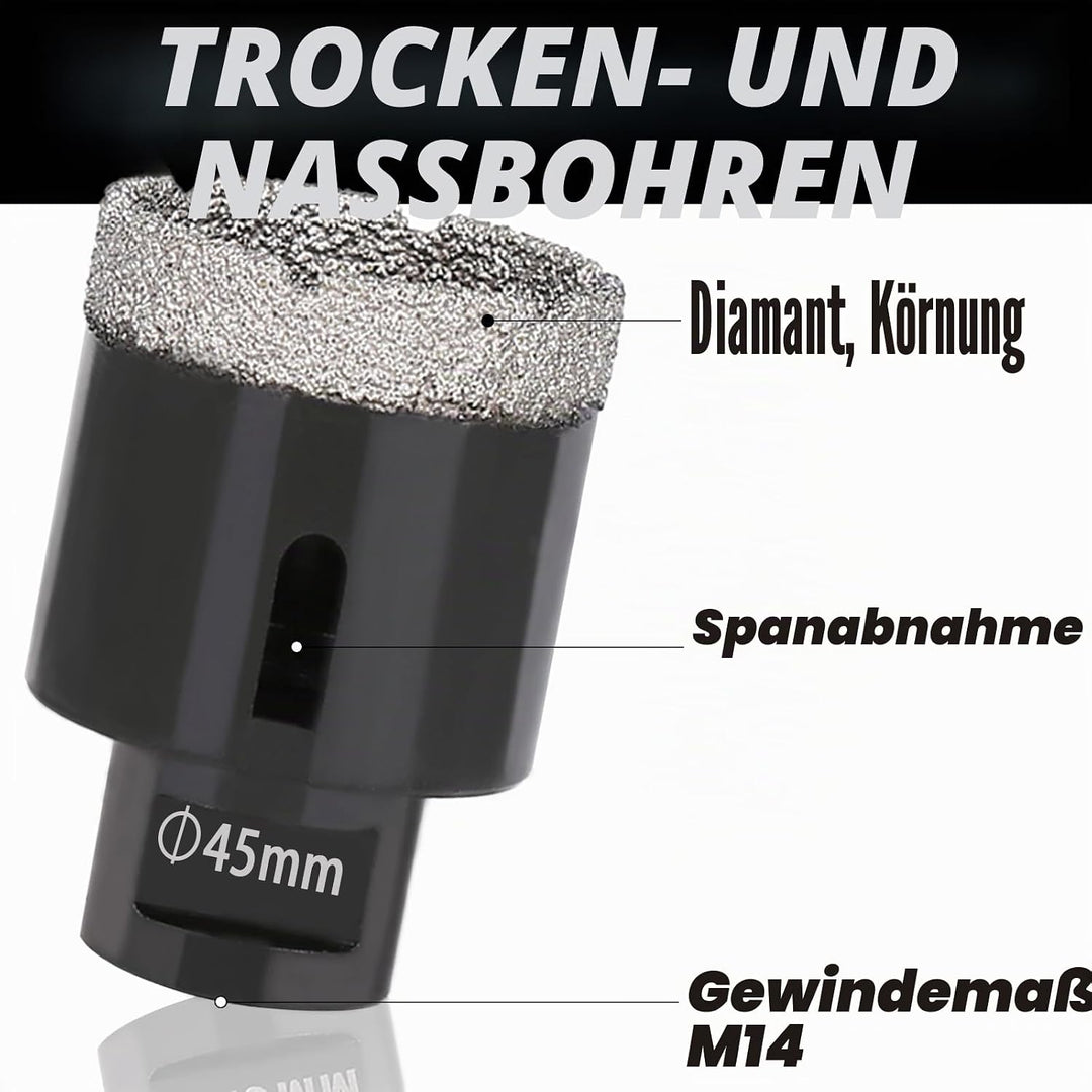 12 Stück/Satz Diamant Kernbohrer Set, 6–68mm M14 Gewinde vakuumgelöteter Winkelschleifer Mauerwerk L