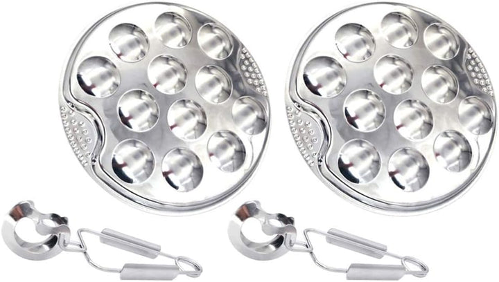 HEMOTON 2 Sätze Schneckenpfanne mit 12 Löcher Zange Meeresfrüchte Teller Meeresfrüchte Werkzeug Set