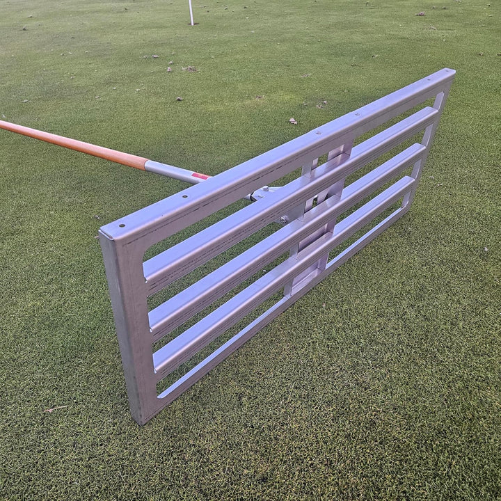 Edelstahl Rasenrakel L in 80cm Breite und Adapter für Wolf Systemaufnahme