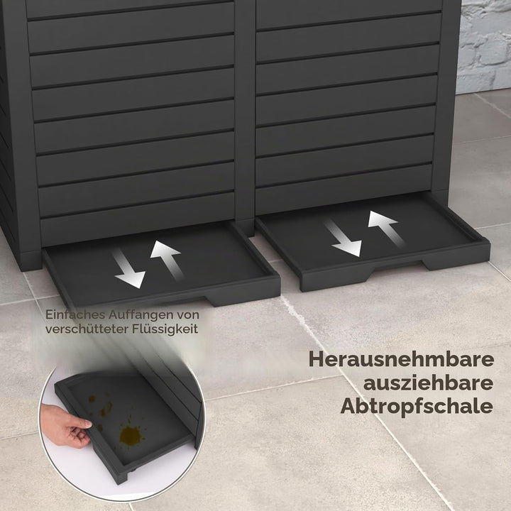 LIFEZEAL 235 L Mülleimer, Doppelter Abfalleimer mit Deckel, Müllbehälter wasserdicht mit Tropfschale