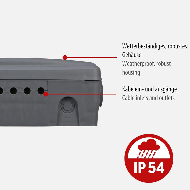 Brennenstuhl wetterfeste Box (IP54 Kabelbox wasserdicht für den Aussenbereich zum Schutz von Steckve