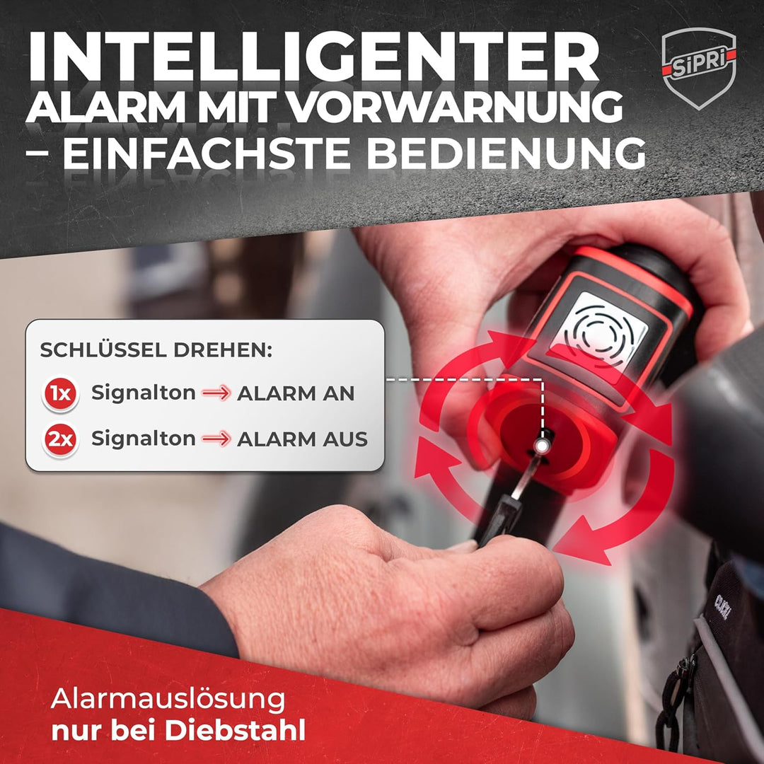 SIPRI® Faltschloss Fahrradschloss mit Alarm 120 dB | Faltbares Fahrradschloss hohe Sicherheit für E-