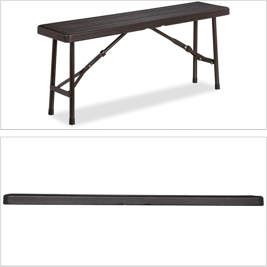 Relaxdays Bierbank 2er Set, faltbar, für Terrasse & Garten, Holzoptik, Kunststoff Campingbank HBT: 4
