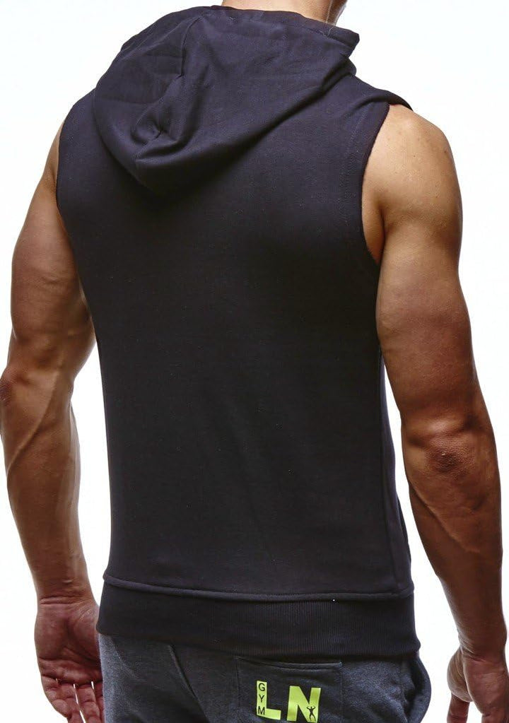 Leif Nelson Gym Herren Fitness T-Shirt Weste Trainingsshirt LN06260 S Schwarz Anthrazit, S Schwarz A