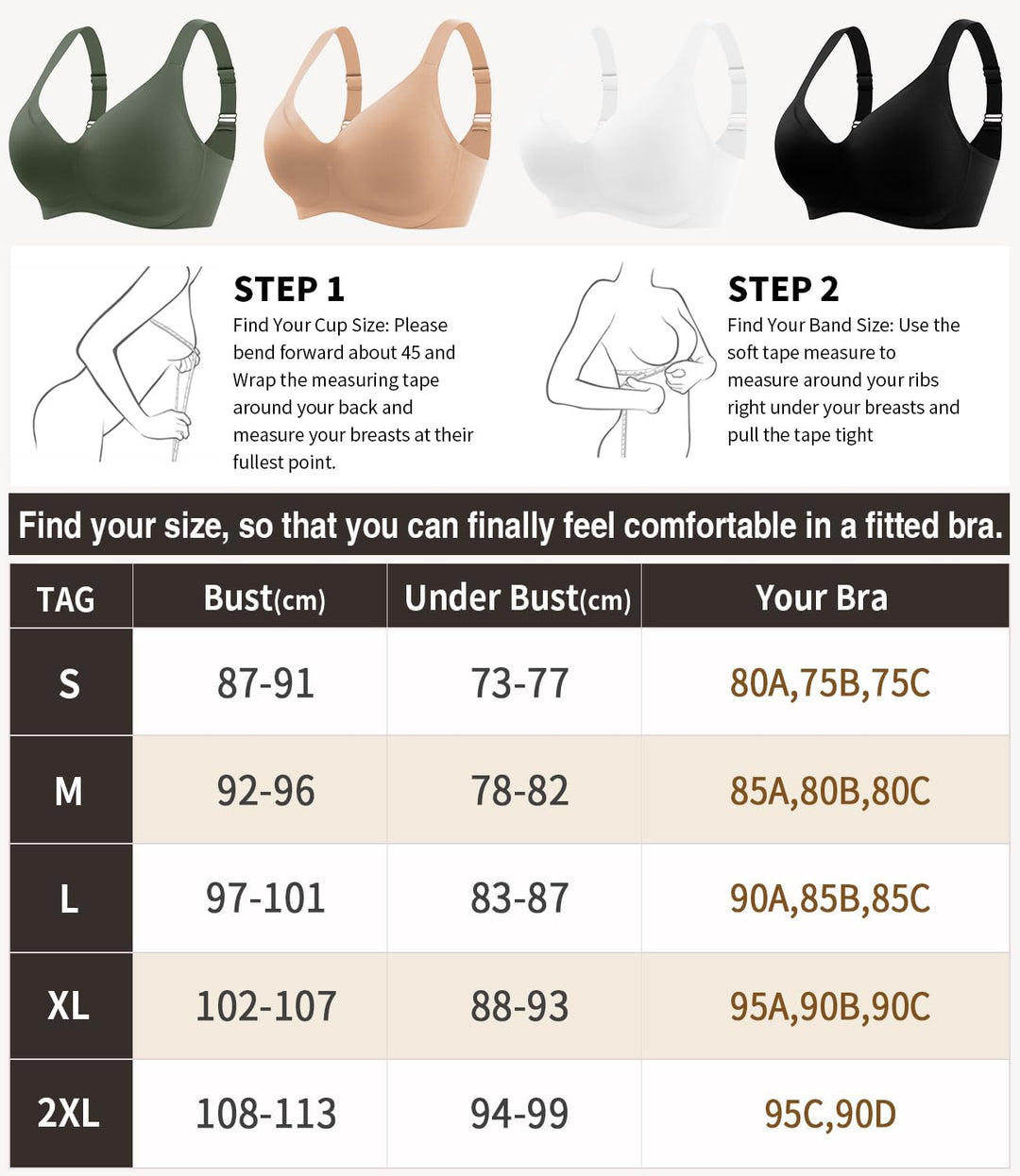 WOWENY Damen BH ohne Bügel Bequemer Seamless BHS trägerverstellbarer Softschalen BH Minimizer-BHS Se