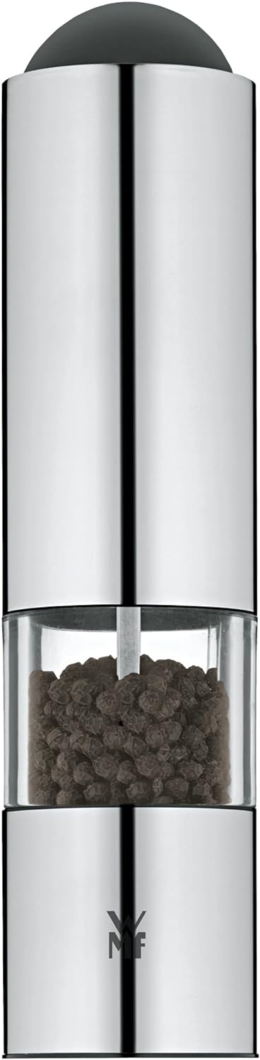 WMF Elektrische Mühle 21 cm, Salz und Pfeffermühle unbefüllt, LED-Leuchte, Cromargan Edelstahl matt,