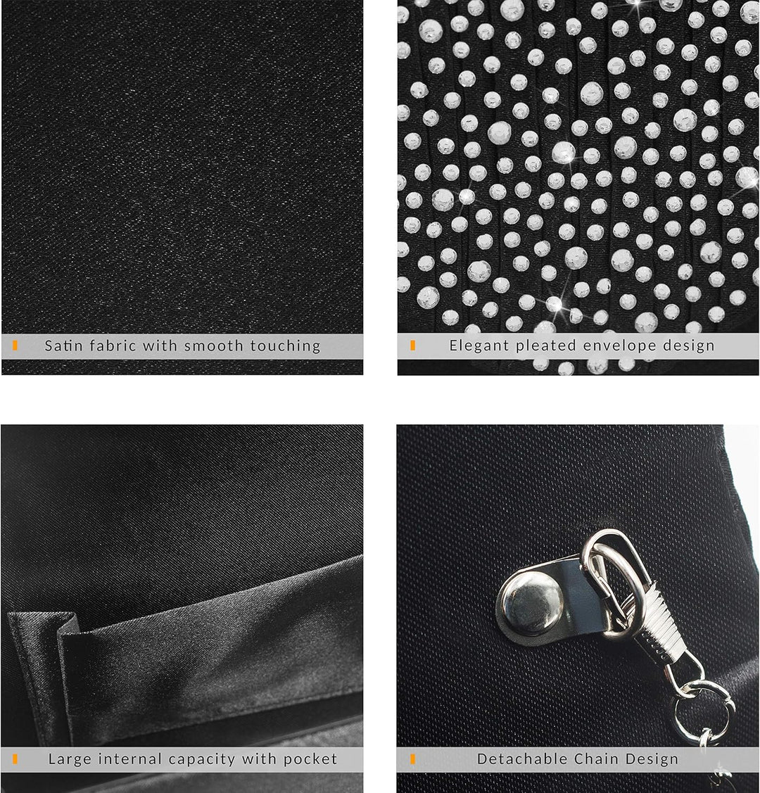 Milisente Evening Bag for Women Glitter Rhinestone Wedding Evening Purse Crystal Envelope Crossbody