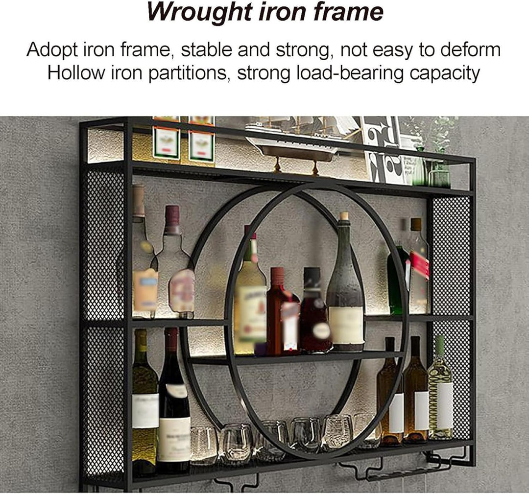 Wand Montiert Bar Regal，Schwebende Regale Weinregale Industrielles Wandregal Bar Eisen Display StäNd