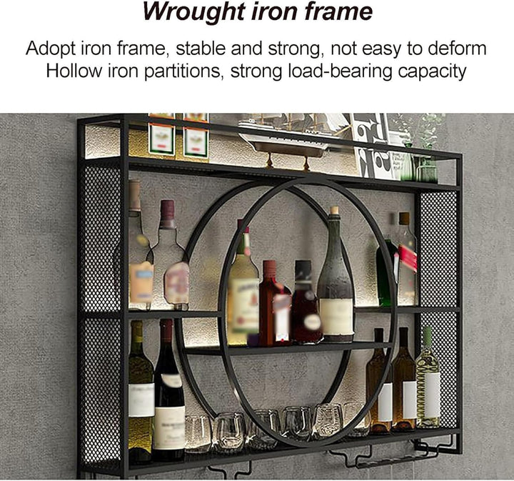 Wand Montiert Bar Regal，Schwebende Regale Weinregale Industrielles Wandregal Bar Eisen Display StäNd