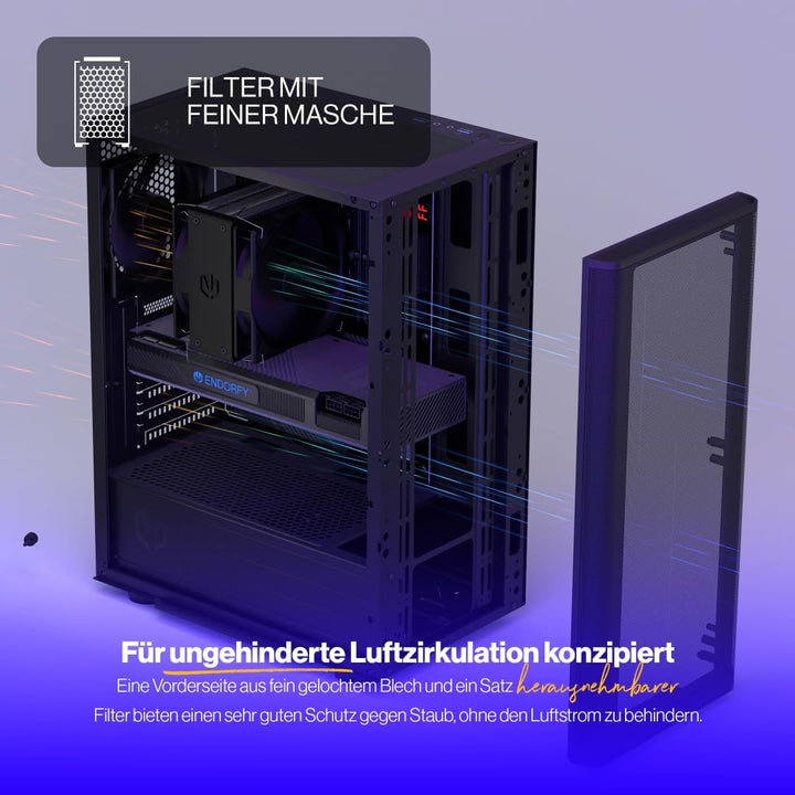 ENDORFY Ventum 200 Solid, ATX Gehäuse, 1x 120mm Lüfter enthalten, Frontblende aus Mesh, Breite Kühlk