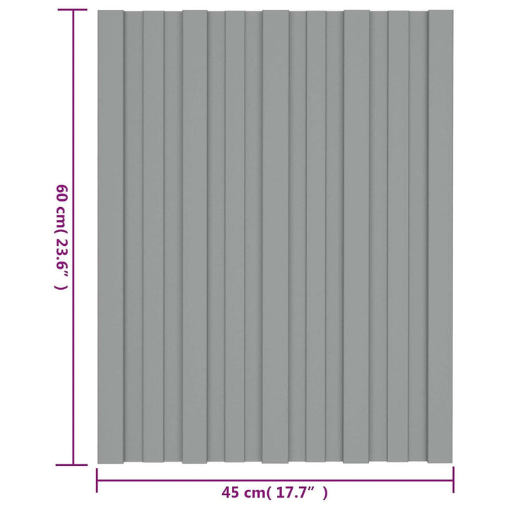 vidaXL Dachpaneel 12 Stk. Grau 60 x 45 cm Verzinkter Stahl, Grau 60 x 45 cm
