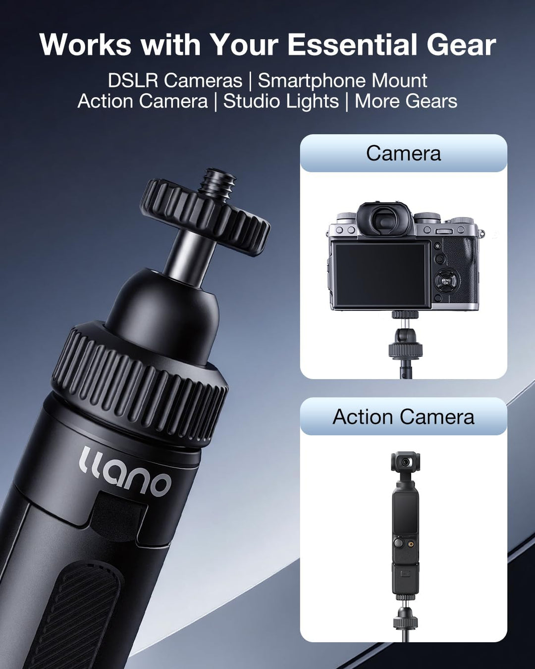 llano 40cm Action-Kamera-Stativ für DJI Osmo Pocket 3, Insta360 X5 X4 X3, ausziehbares Mini-Stativ m